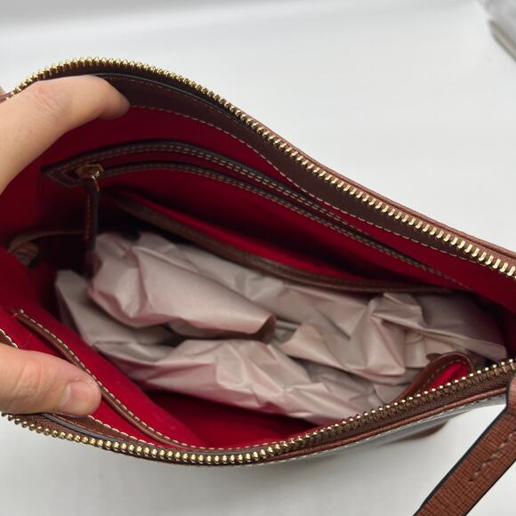 Dooney & Bourke Handbags Saffiano Leather Hobo Bags Amber Brown - Picture 11 of 15